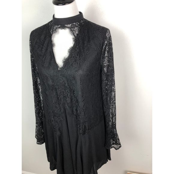 Entro Black Lace Mini Dress Tunic New Medium - Picture 2 of 7